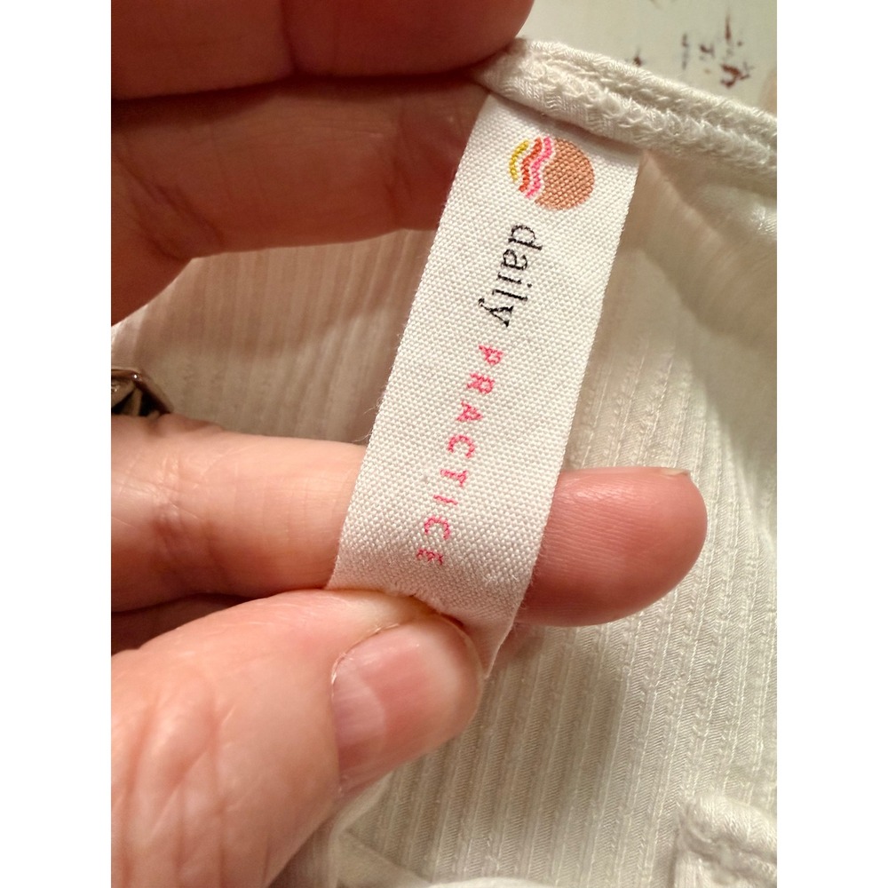 Daily Practice Anthropologie White Lace Up Ribbed Knit Crop Tank Top Womens S - Picture 5 of 5